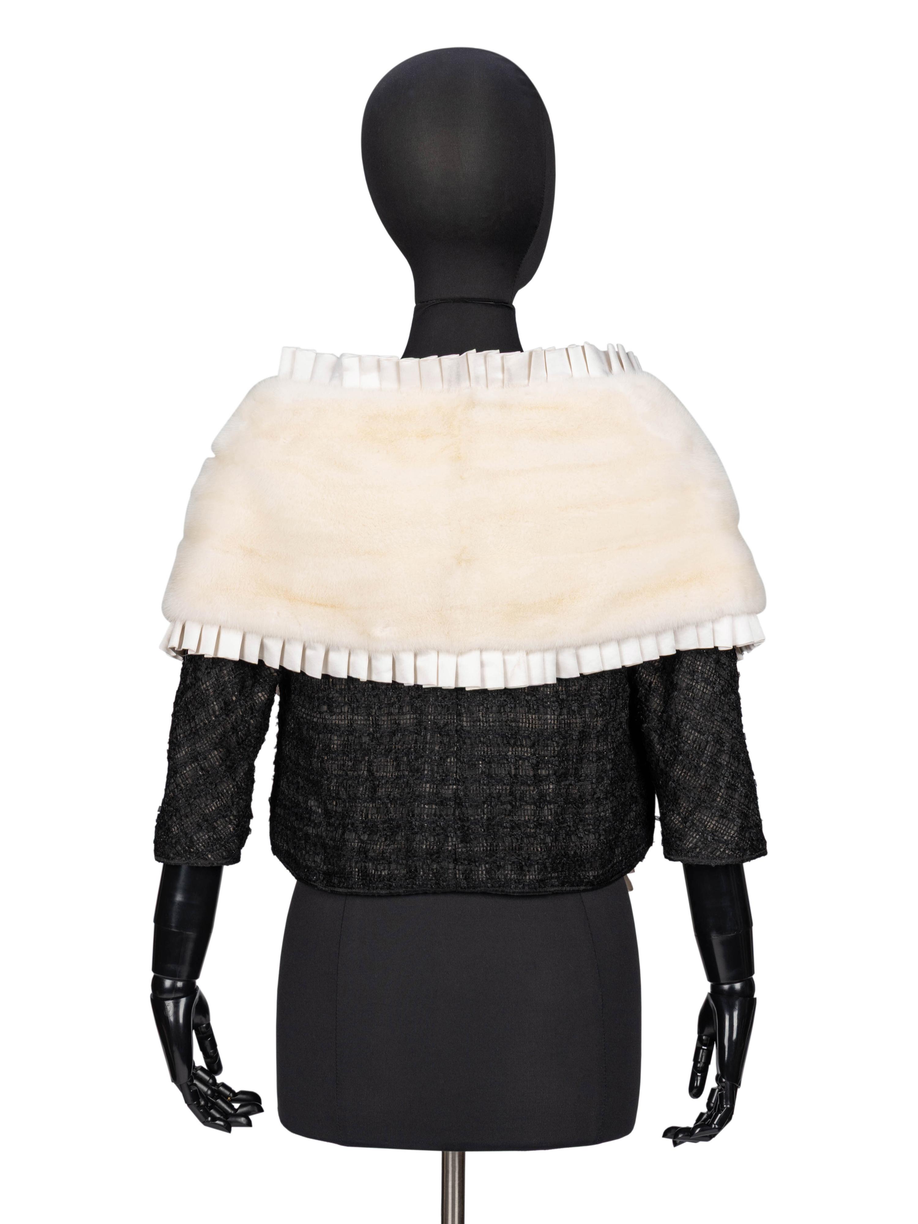 A Fur Stole & a Fur-Trimmed Velvet Wrap