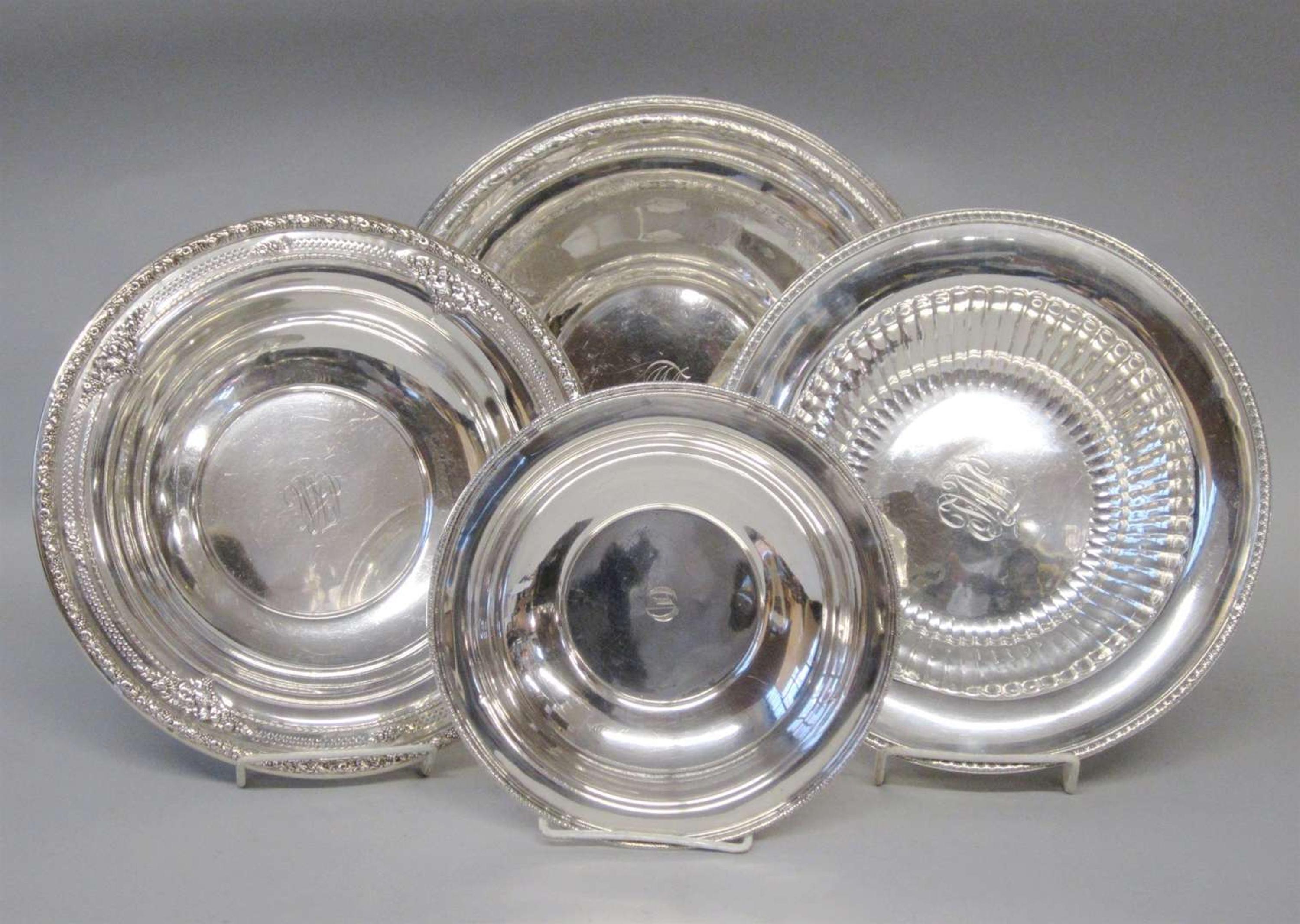 Four sterling silver bowls various makers including wallace, frank m. whiting co., and meriden britannia co.