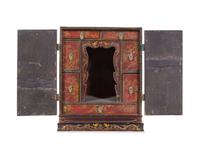 A Polychrome and Gilt Lacquered ‘Landscape’ Kang Cabinet