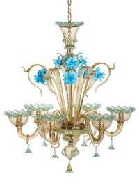 Three Murano Style Six-Light Glass Chandeliers