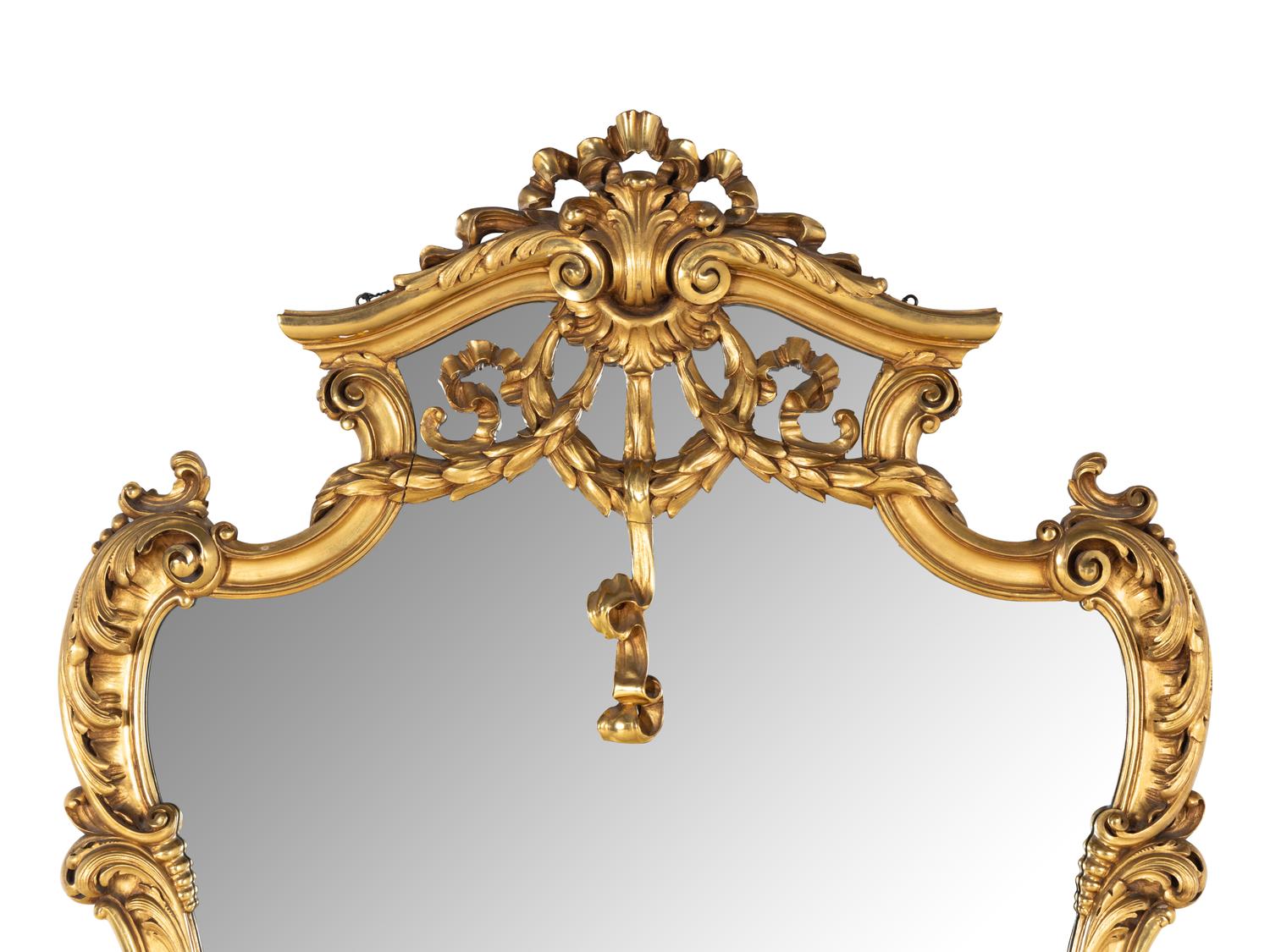 A Rococo Style Giltwood Onyx-Top Pier Table and Mirror