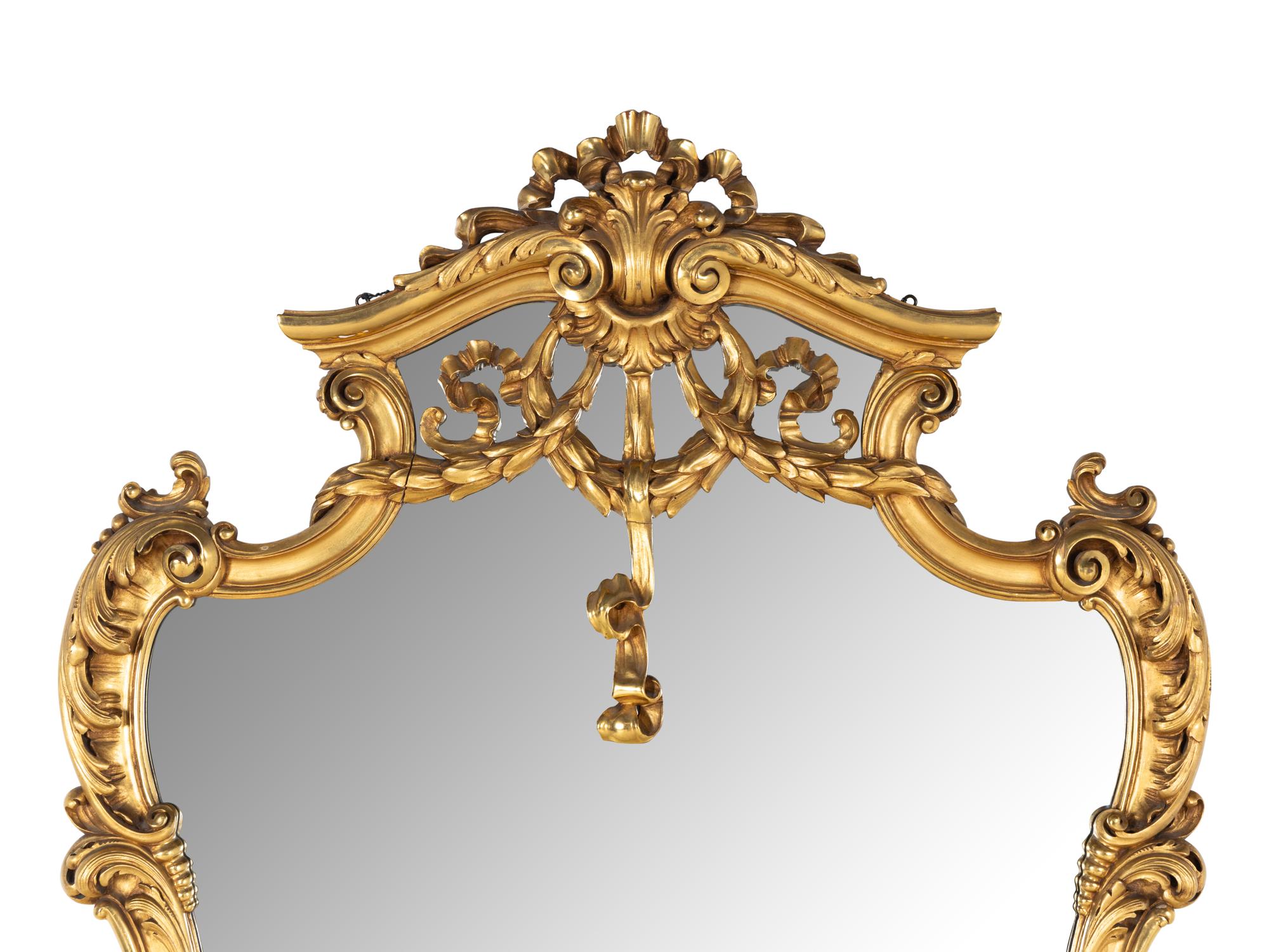 A Rococo Style Giltwood Onyx-Top Pier Table and Mirror