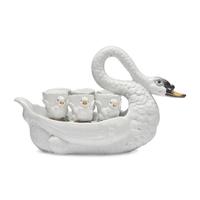 A French Majolica Swan Form Server