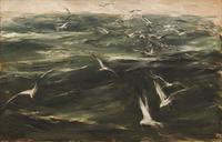 John Fulton Folinsbee (American, 1892-1972) — Gulls Against the Sea, 1957