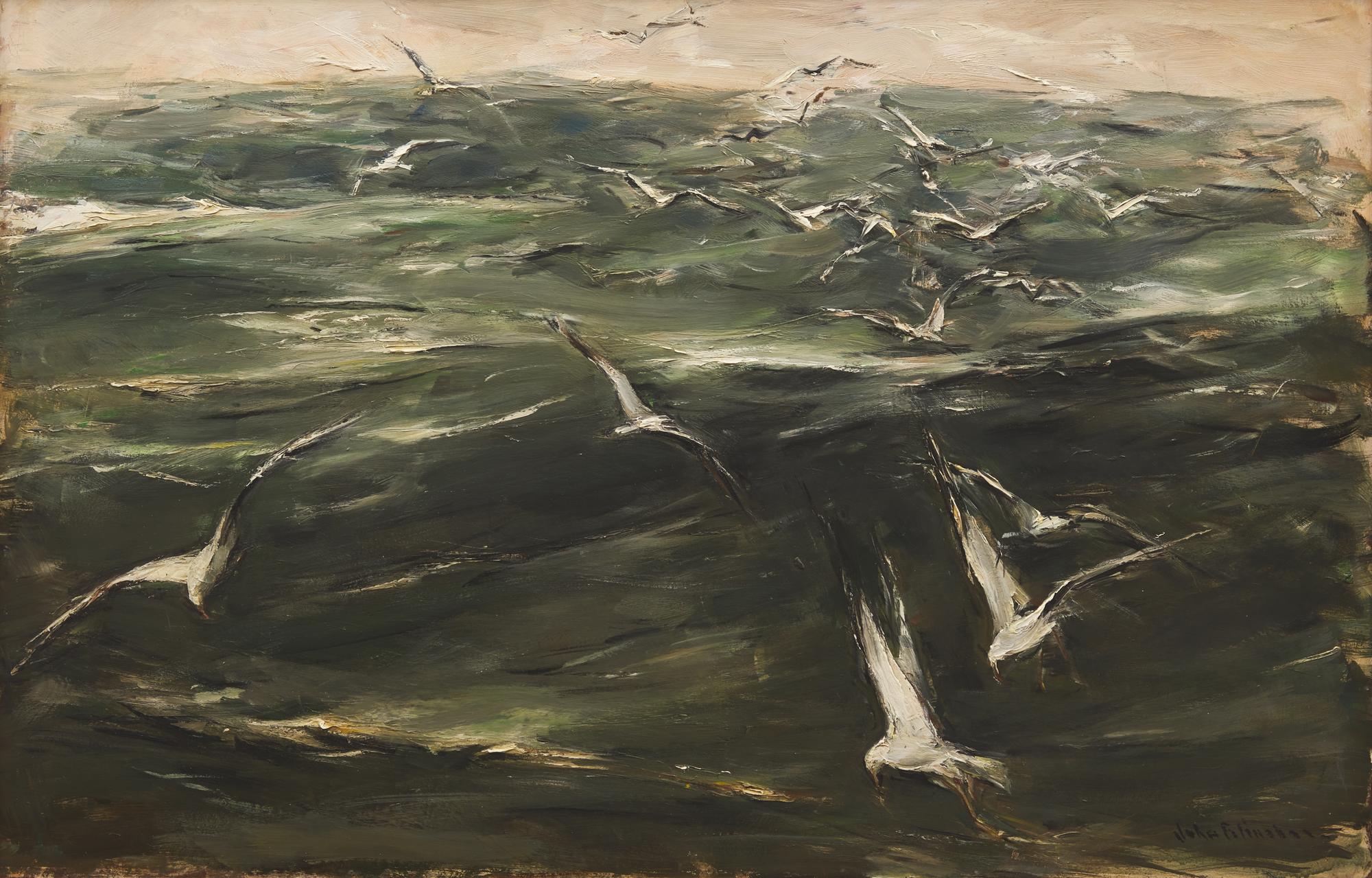 John Fulton Folinsbee (American, 1892-1972) — Gulls Against the Sea, 1957