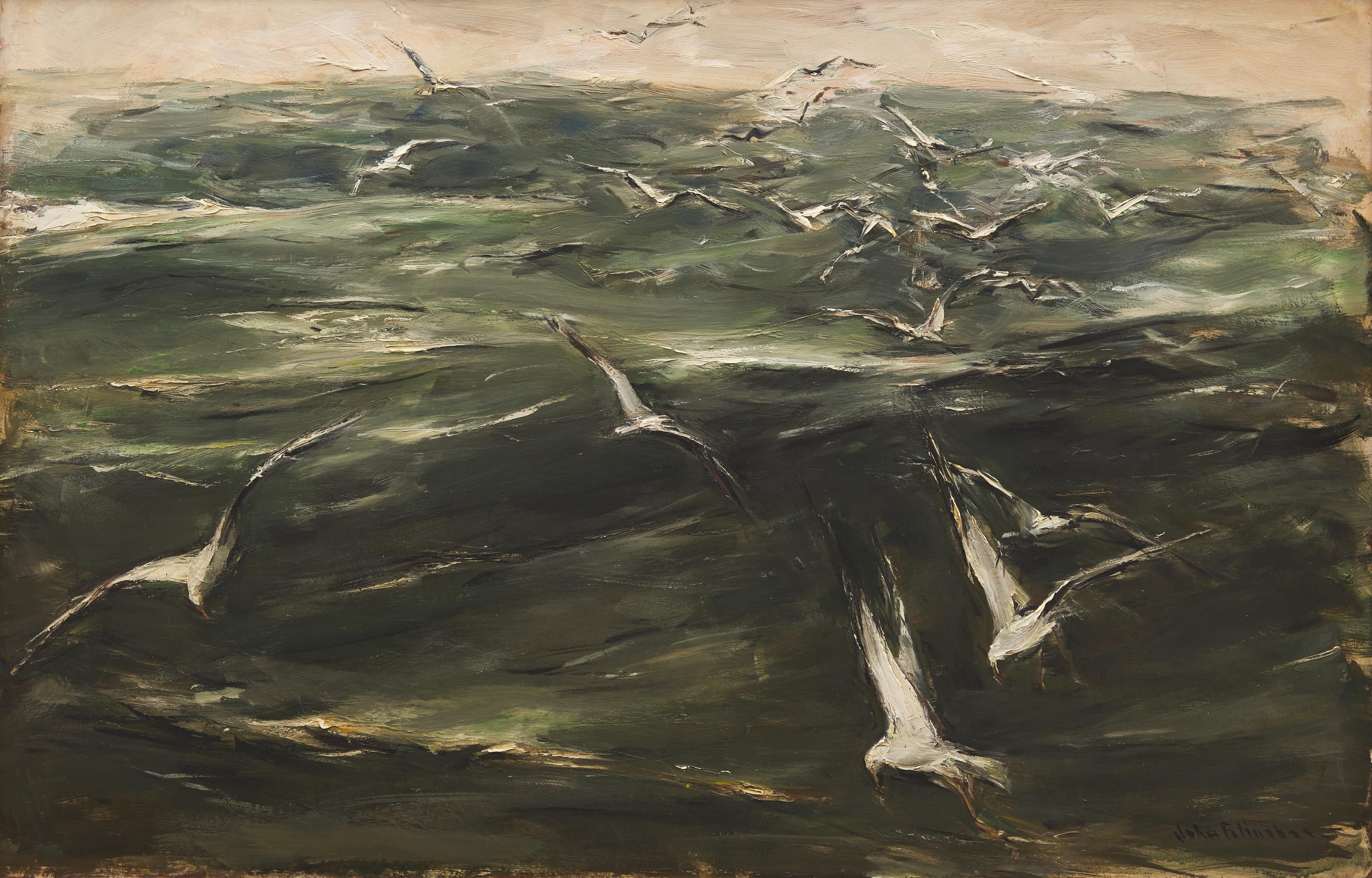 John Fulton Folinsbee (American, 1892-1972) — Gulls Against the Sea, 1957