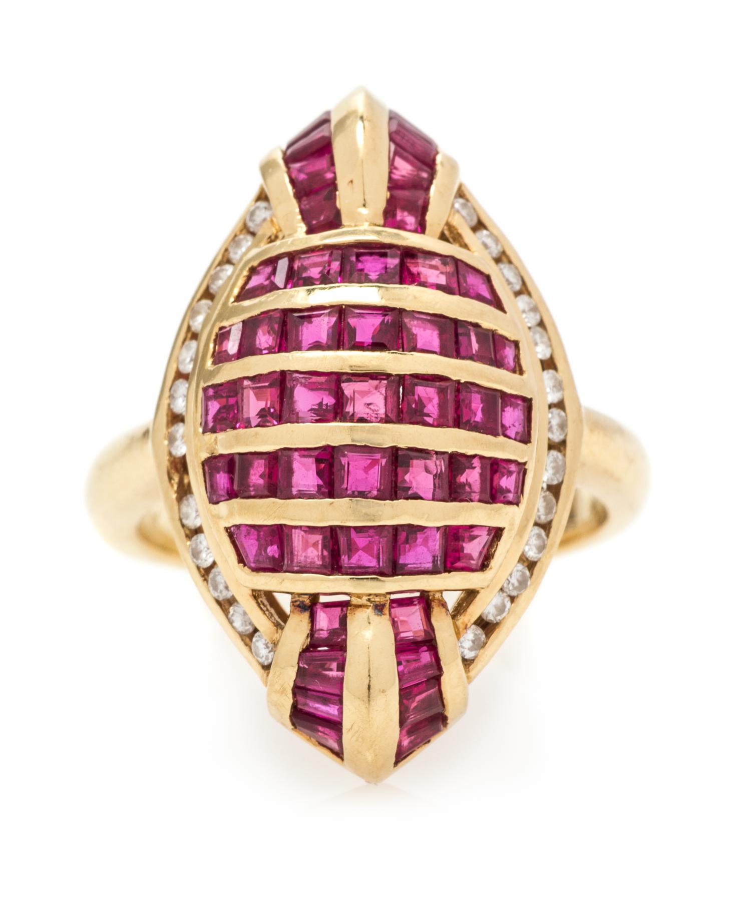 An 18 Karat Yellow Gold, Ruby and Diamond Ring, LeVian, 5.00 dwts.