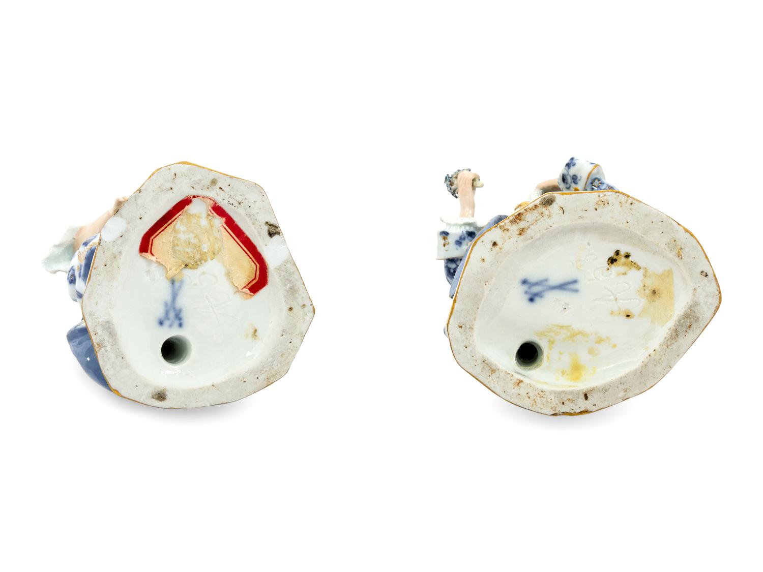 A Pair of Meissen Blue and White Figures