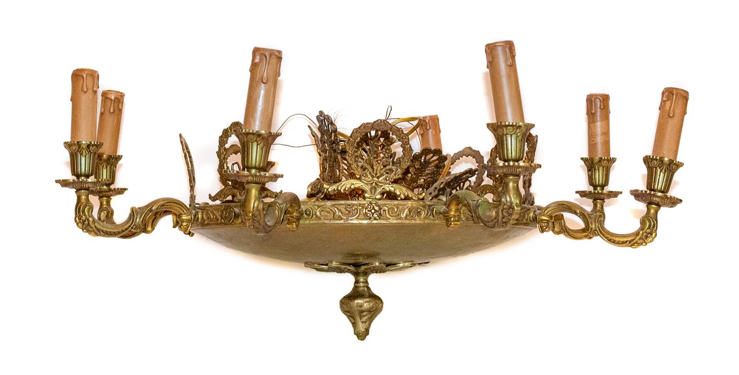An Empire Style Gilt Metal Eight-Light Chandelier