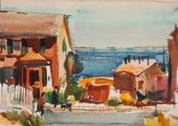 Three works: Provincetown, Mass; Harbor Scene with Boats; and Harbor Scene