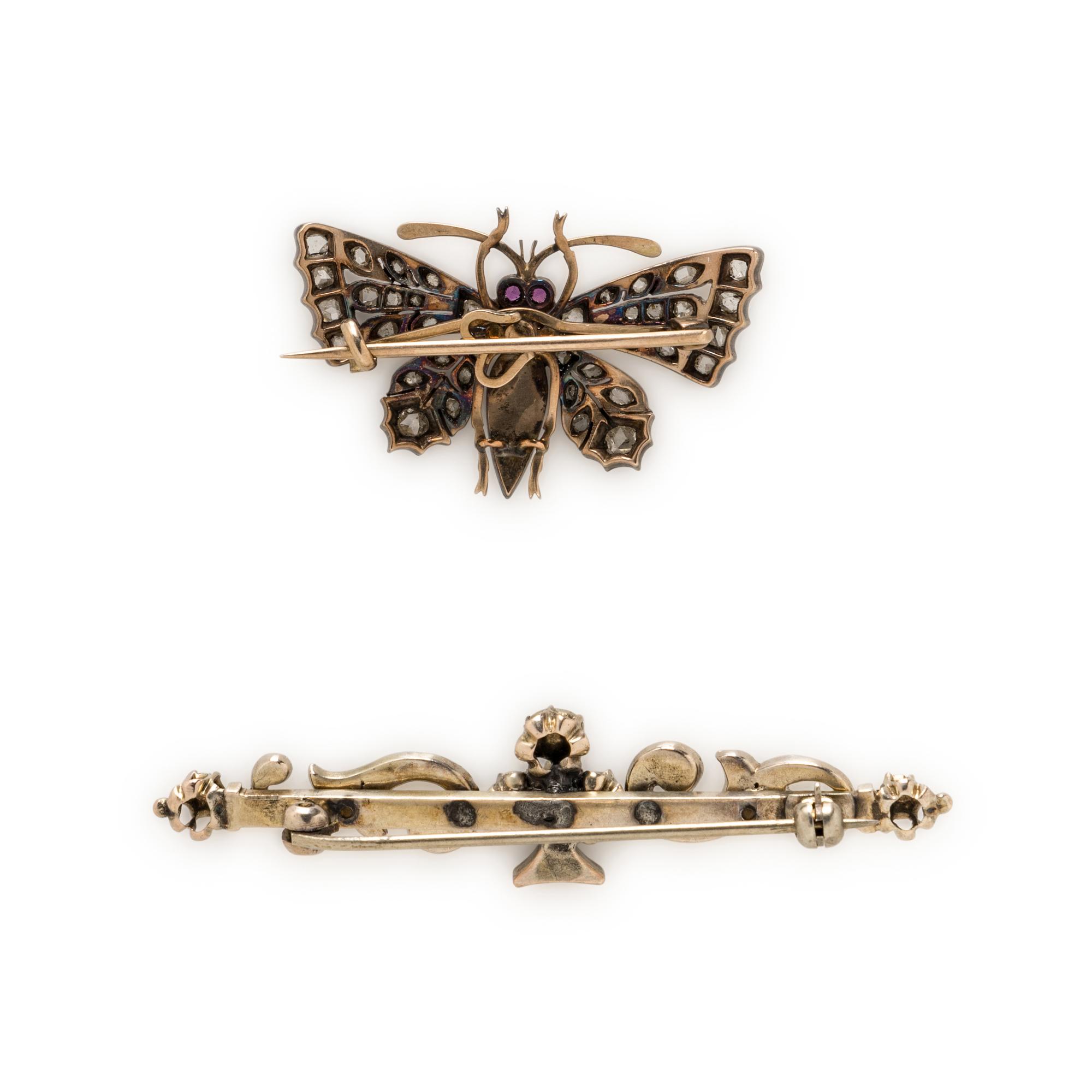 ANTIQUE, COLLECTION OF DIAMOND AND GEMSTONE PINS