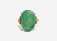 A Ladies 14K Yellow Gold and Emerald Ring