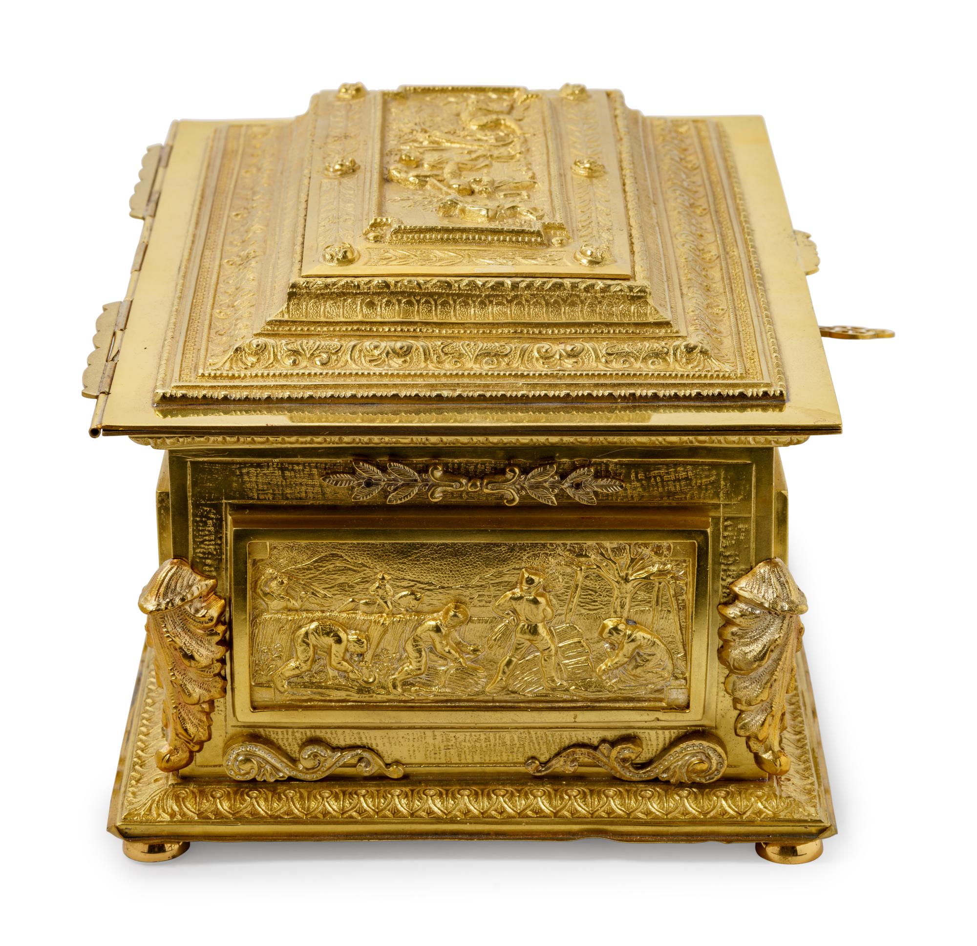 A French Gilt Bronze Jewelry Casket