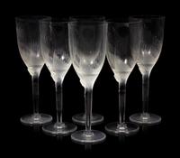 Six Lalique Angel Wing Champagne Flutes