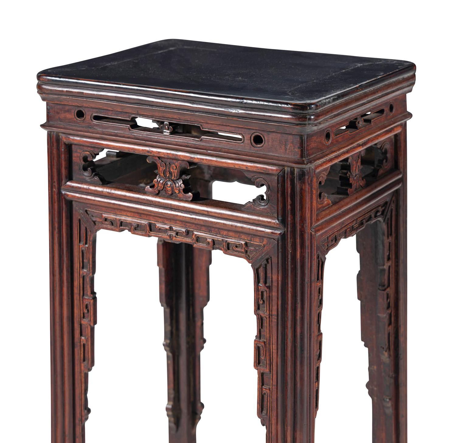 A Pair of Chinese Hardwood Pedestal Tables