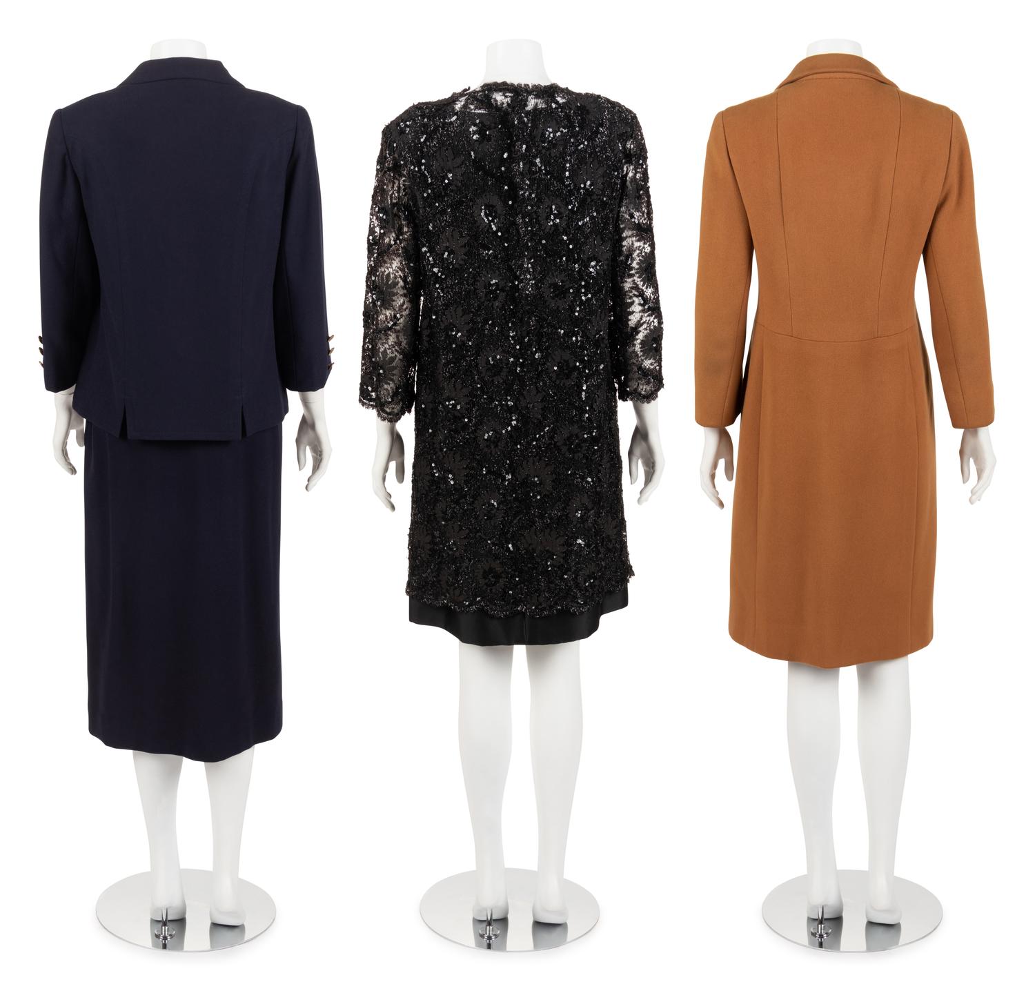 Three Designer Ensembles: Two Balenciaga Haute Couture; One Skirt Suit, One Dress, and One Givenchy Coat, 1980-90s