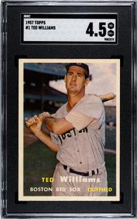 A 1957 Topps Ted Williams Baseball Card No. 1 (SGC 4.5 VG/EX+)