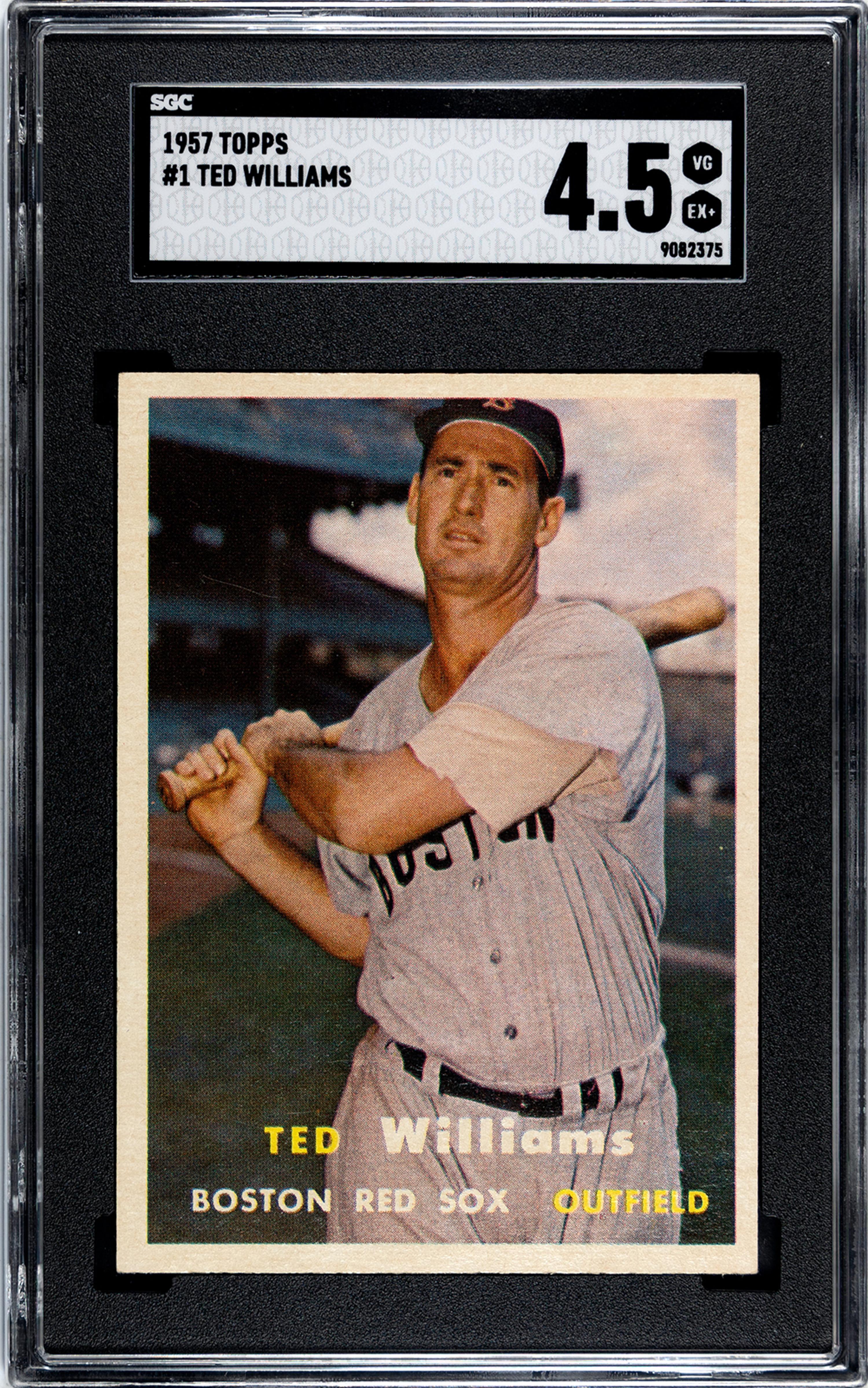 A 1957 Topps Ted Williams Baseball Card No. 1 (SGC 4.5 VG/EX+)