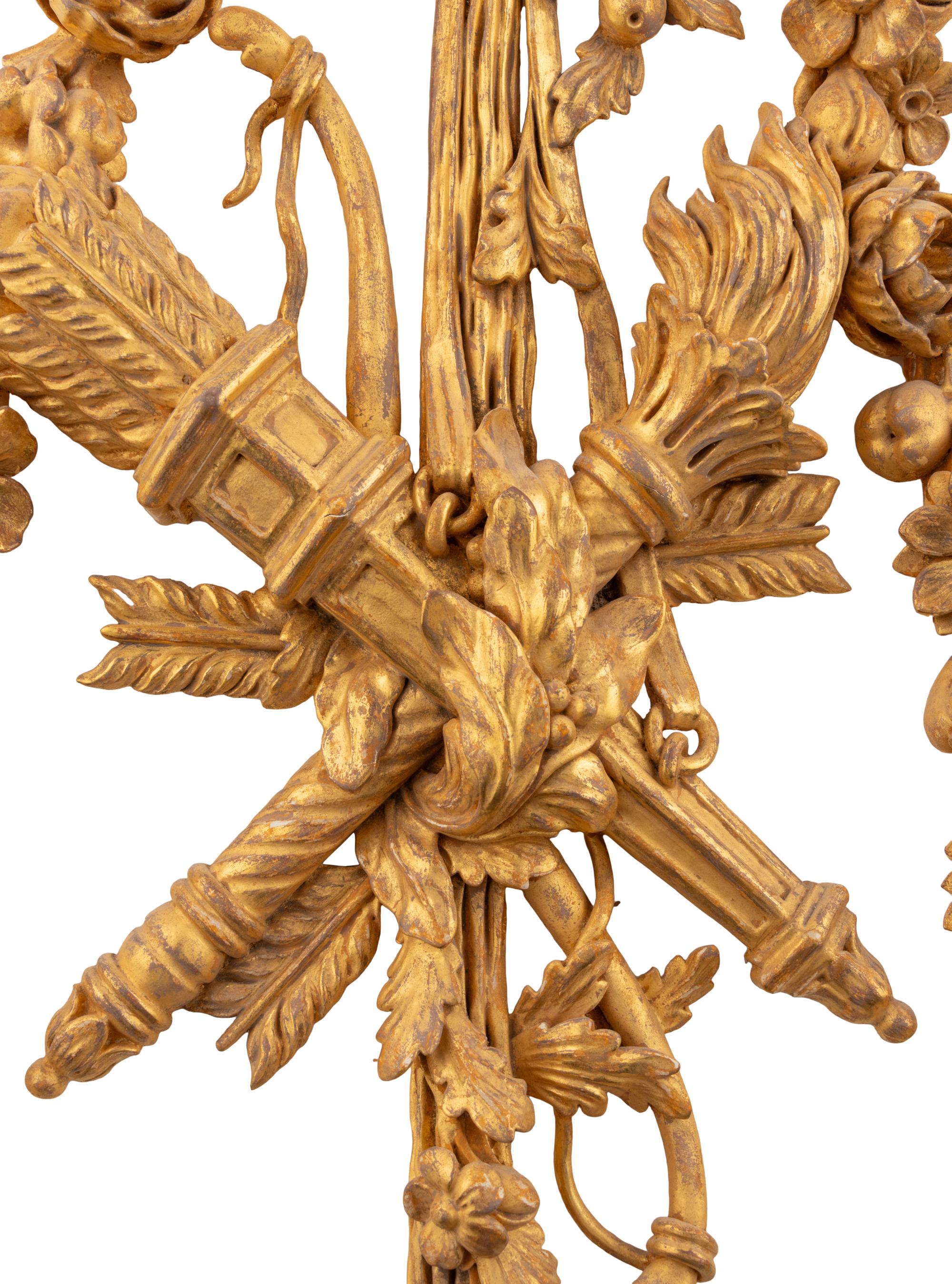 A Pair of French Giltwood Appliques