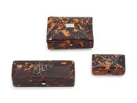 Three English Tortoise Shell Veneered Boxes