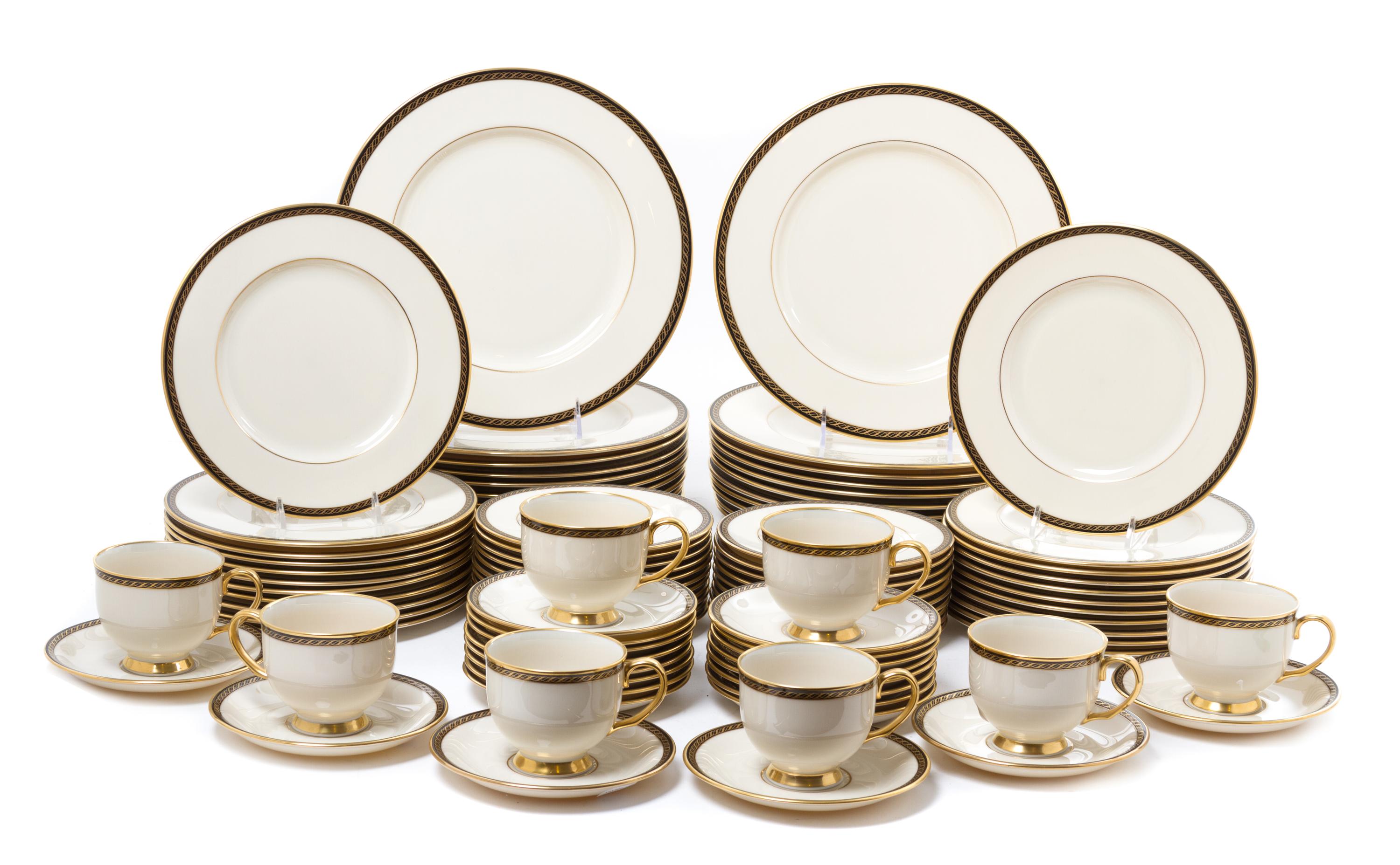 An English Porcelain Dinner Service Diameter of dinner plate 10 1/2 inches.