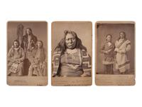 [INDIAN WARS]. 3 cabinet cards of Ute Chiefs involved with the Battle of Milk Creek, incl. Chiefs Canavish (Johnson), Quinkent (Douglass), and Colorow. Denver, CO: W.G. Chamberlain, ca 1870s.