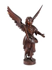 A Carved Walnut Figure of Angel Gabriel
