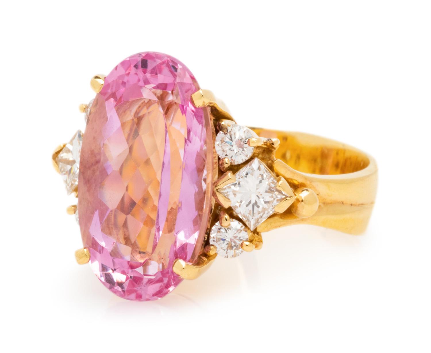 Pink Tourmaline and Diamond Ring