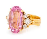 Pink Tourmaline and Diamond Ring
