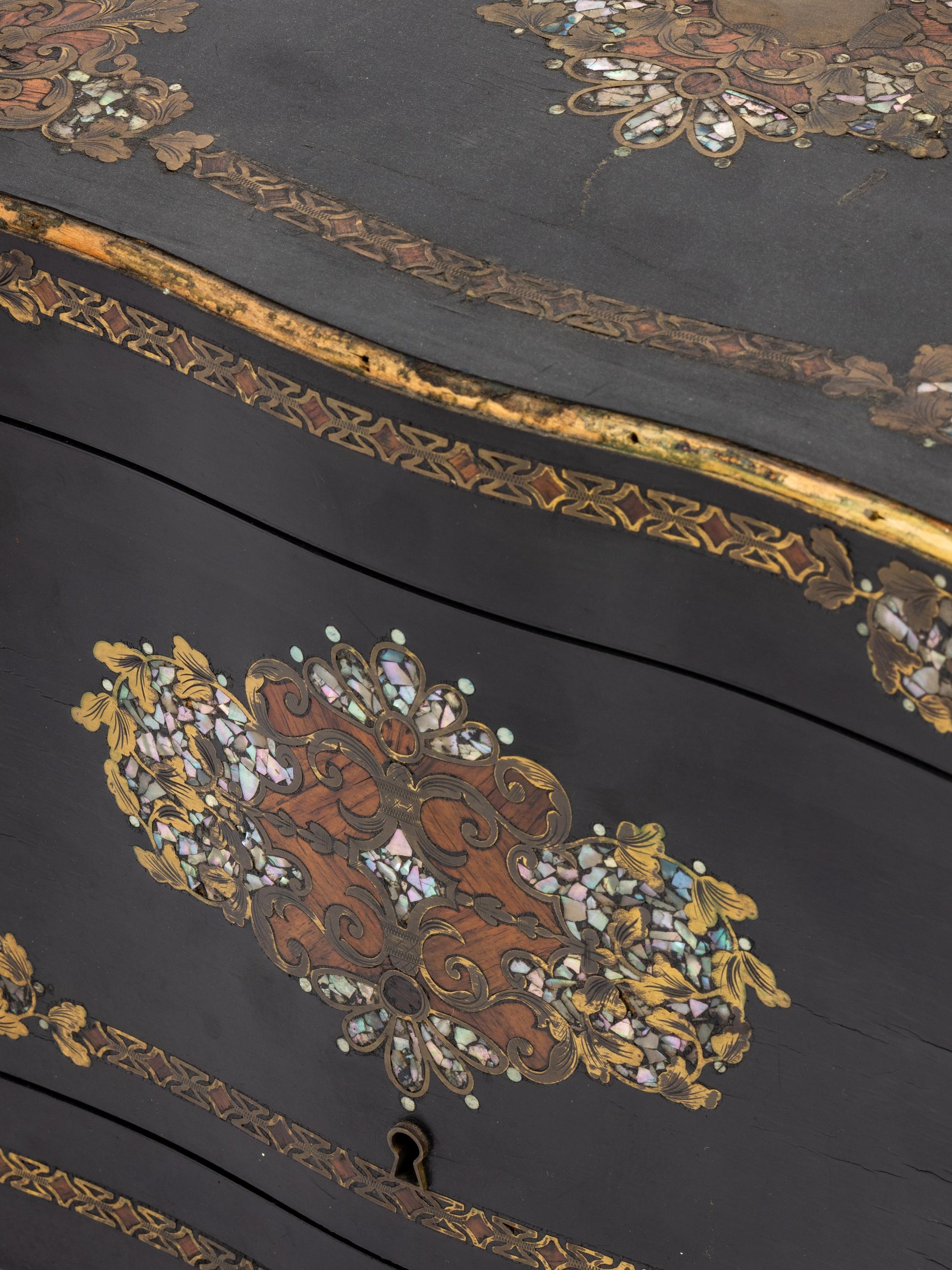 A French Mother-of-Pearl Inlaid Ebonized Cave à Liqueur