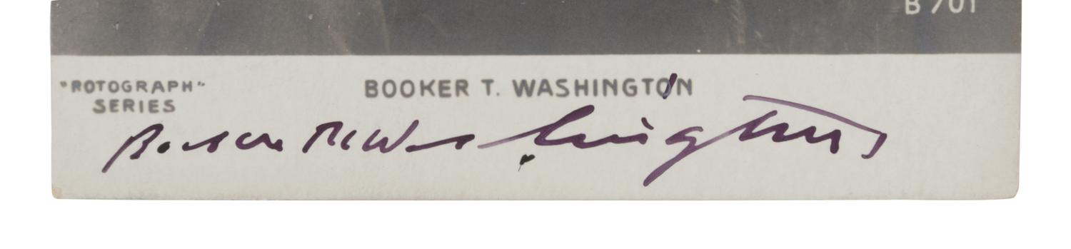 [WASHINGTON, Booker T. (1856-1915)]. Rotograph postcard. New York: The Rotograph Company, n.d., ca 1902. SIGNED BY WASHINGTON.