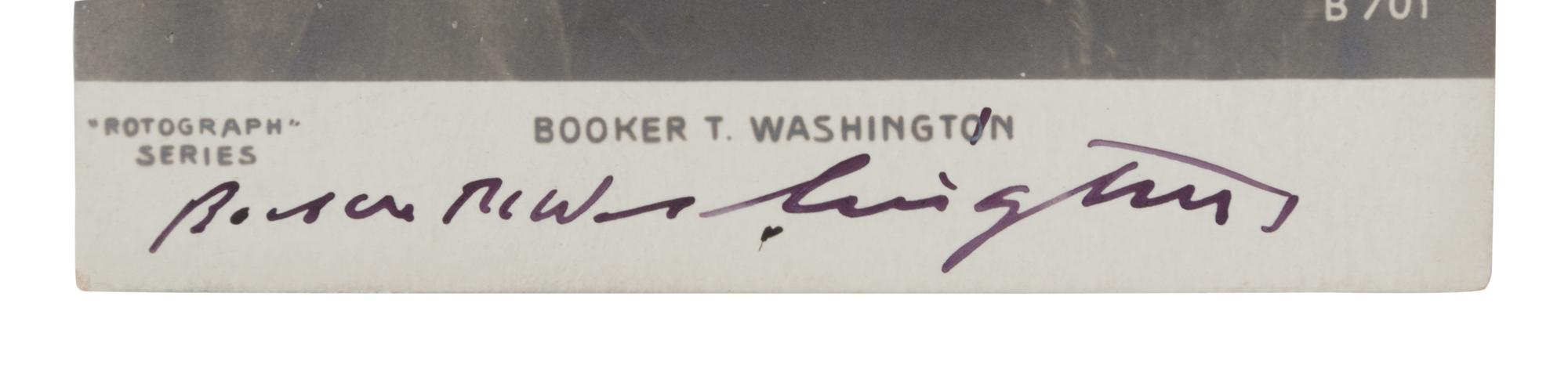 [WASHINGTON, Booker T. (1856-1915)]. Rotograph postcard. New York: The Rotograph Company, n.d., ca 1902. SIGNED BY WASHINGTON.