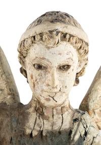 A Continental Carved and Polychrome Painted Figure of St. Michael the Archangel