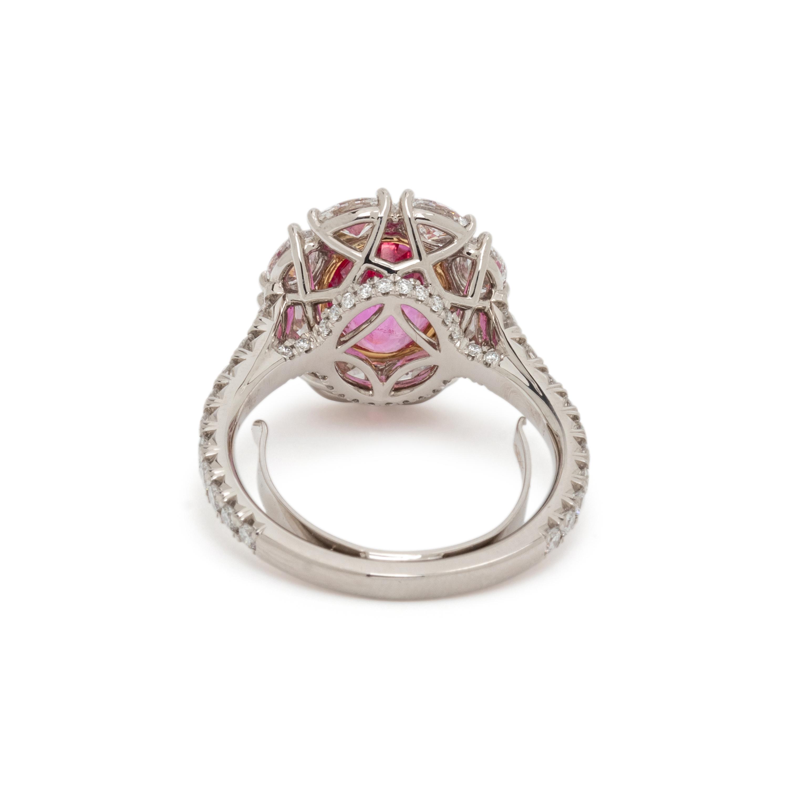 PADPARADSCHA SAPPHIRE AND DIAMOND RING