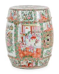 A Chinese Export Rose Medallion Porcelain Garden Seat