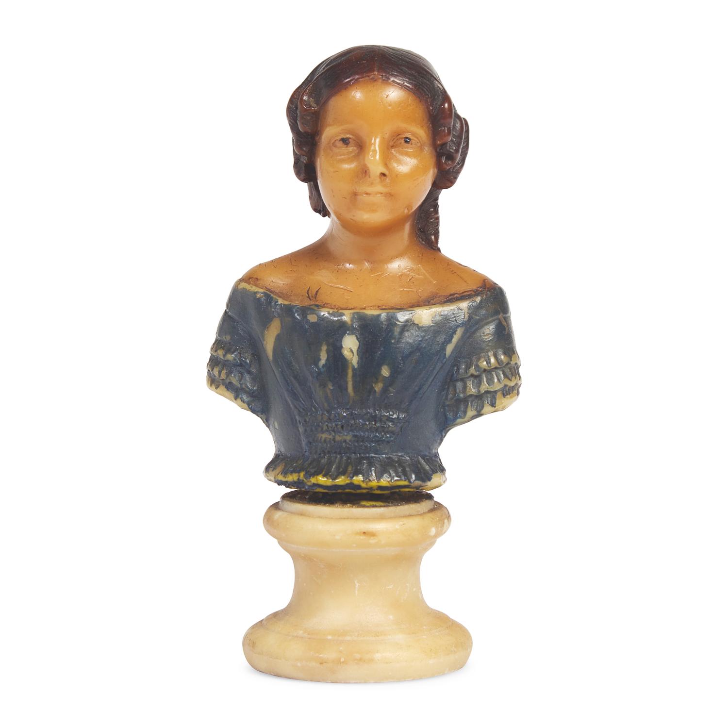 A Colored Wax Bust of a Young Girl
