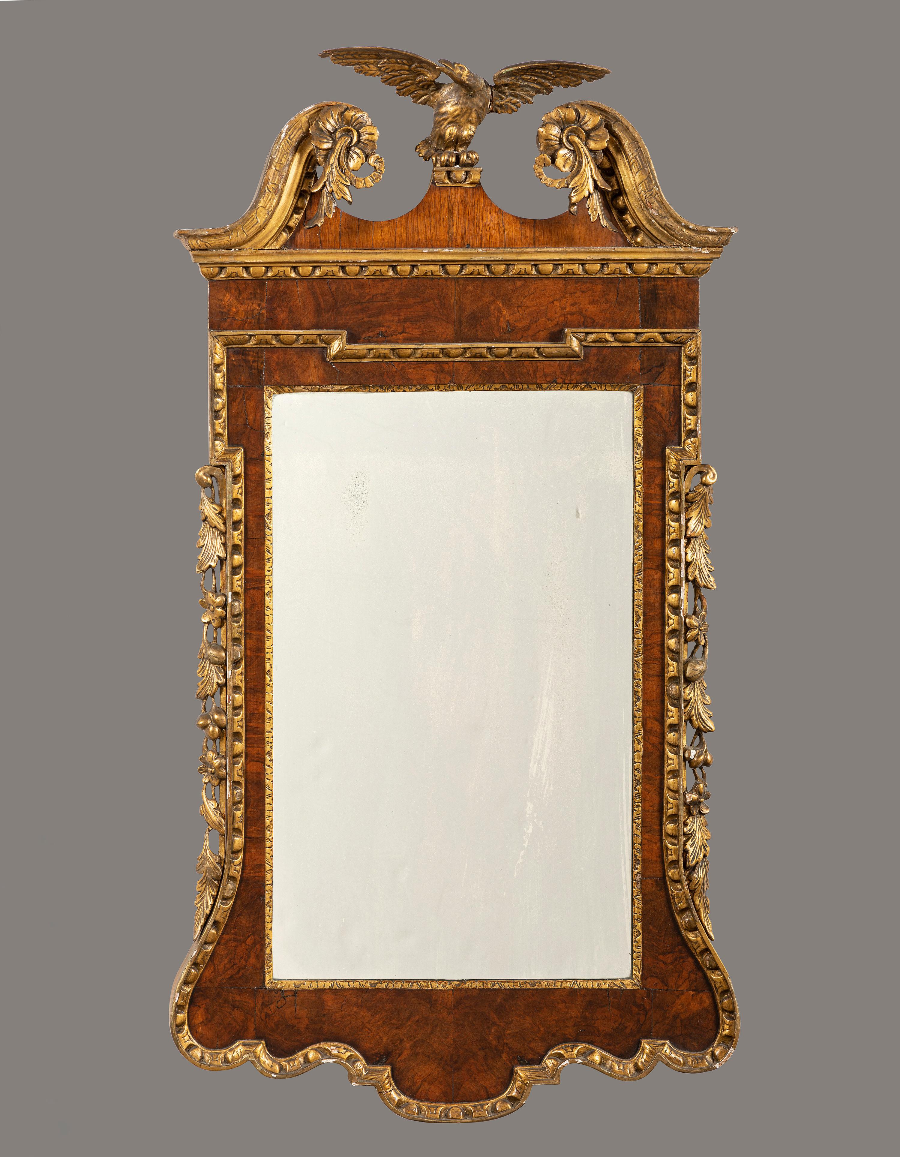 A Chippendale Parcel Gilt Mahogany Looking Glass