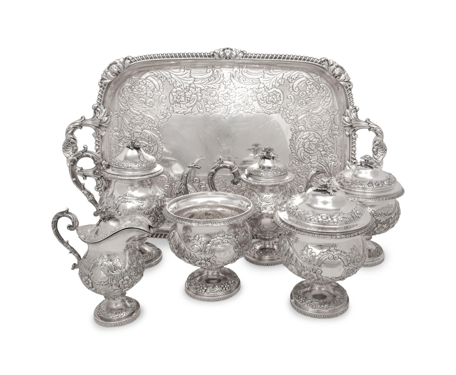 An American Six-Piece Coin Silver Tea and Coffee Service