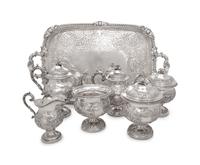 An American Six-Piece Coin Silver Tea and Coffee Service