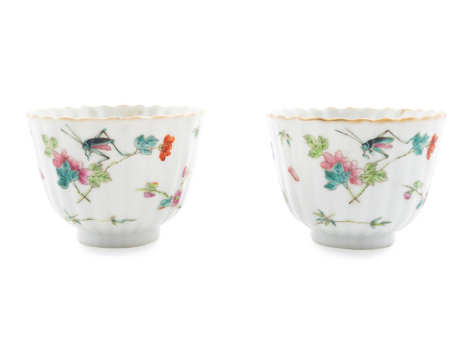 A Pair of Chinese Famille Rose Porcelain Cups