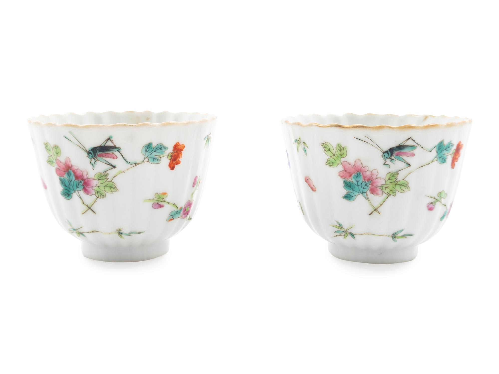 A Pair of Chinese Famille Rose Porcelain Cups