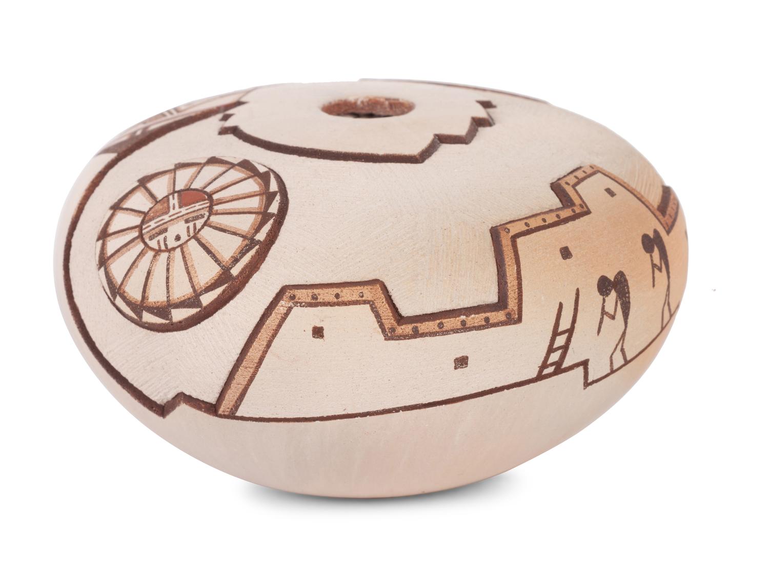 Sgraffito Carved Pottery Seed Jar