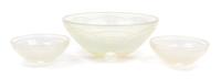 A Set of Three R. Lalique Molded Glass Bowls Diameter of largest 9 inches.