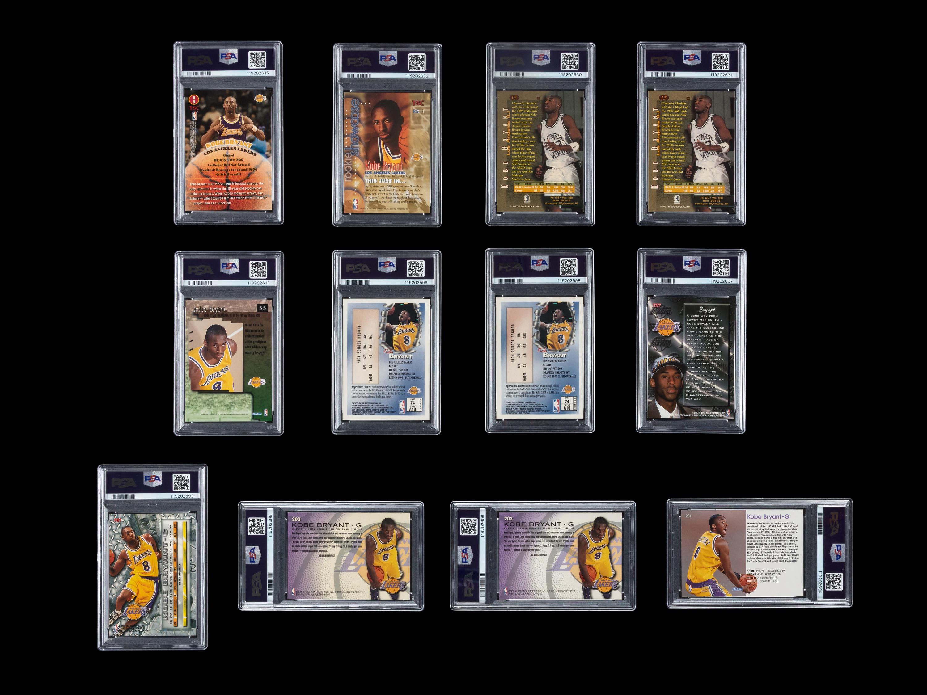 A Collection of Assorted PSA Graded 1996 Kobe Bryant Rookie Basketball Cards (12)