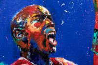 A Michael Jordan Chicago Bulls Signed Autograph Original Al Sorenson Painting (Upper Deck Authenticated)