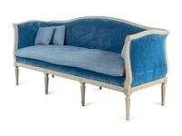 A Gustavian Carved and Gray-Painted Sofa