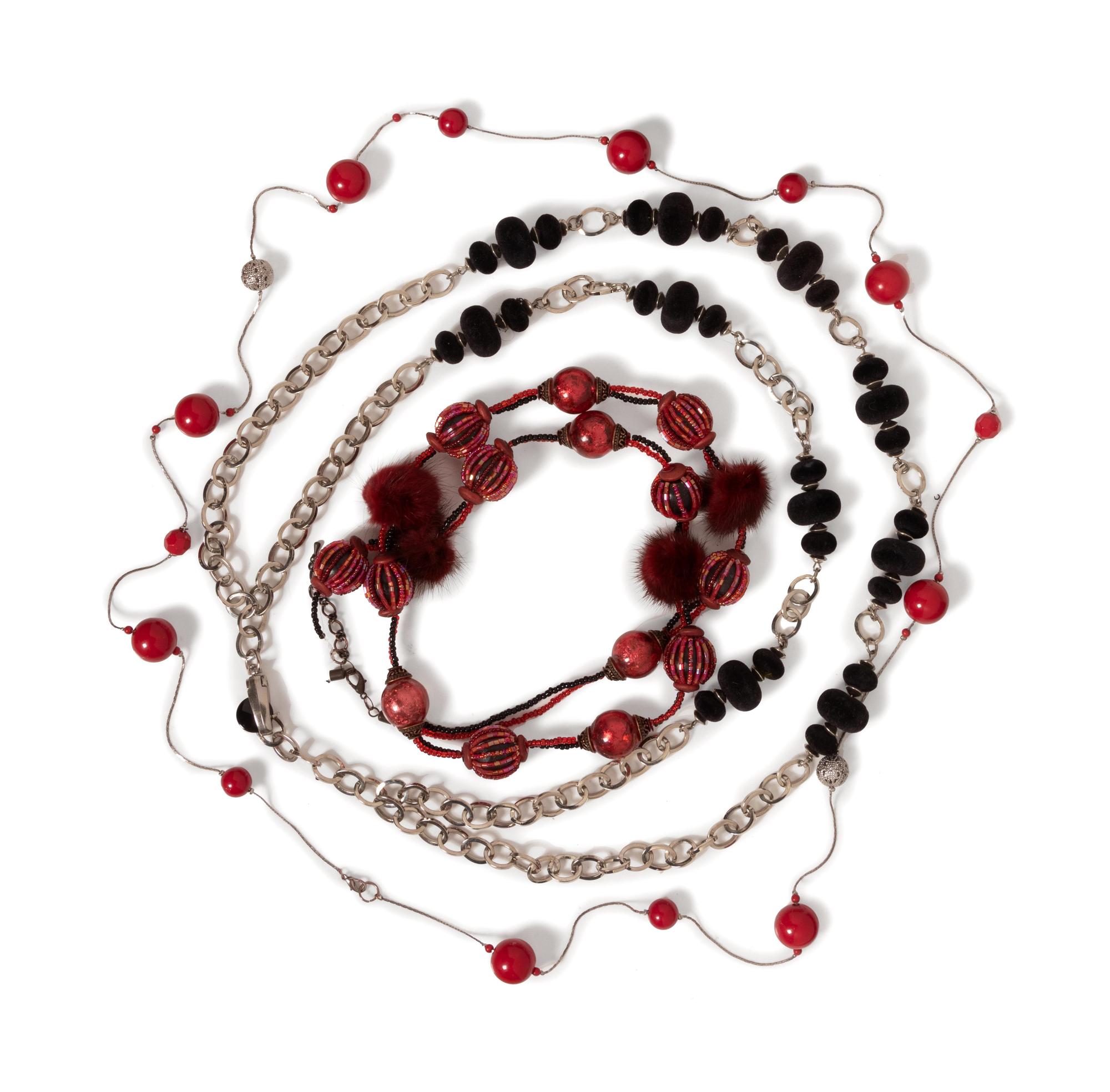 Twelve Assorted Globe Bead Costume Jewelry Necklaces and Four Bracelets