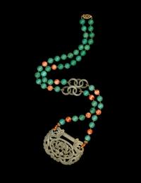 A Chinese Jade and Hardstone Necklace