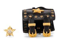 Gianni Versace Black Leather Cuff w/Matching Ear Clip, 1993