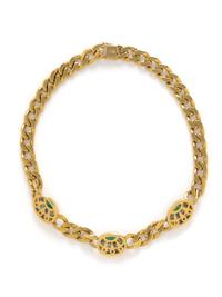 NICOLIS COLA, YELLOW GOLD, EMERALD, AND DIAMOND NECKLACE